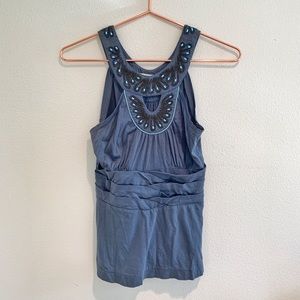 Anthropologie Beaded Tank Top Blue Grey XS. Boho